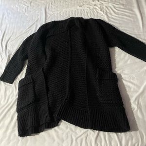 Oversized black thick knit sweater
